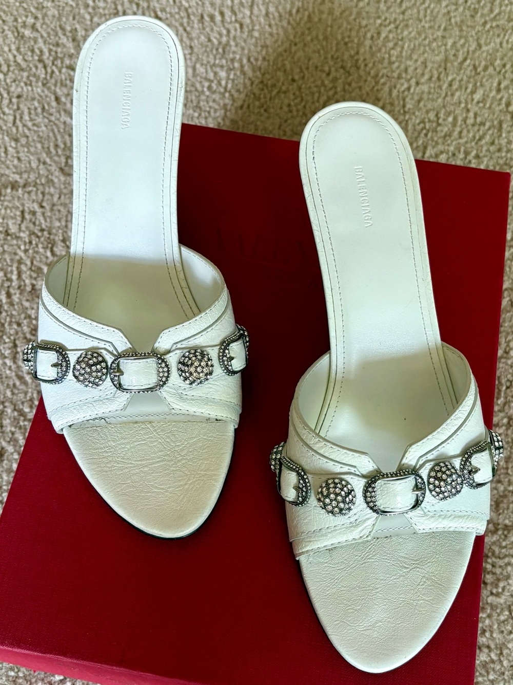 NEW! Balenciaga White Jeweled Pumps